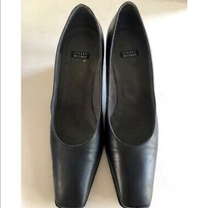 Vintage STUART WEITZMAM Square Toe Pump Black Leather 9.5